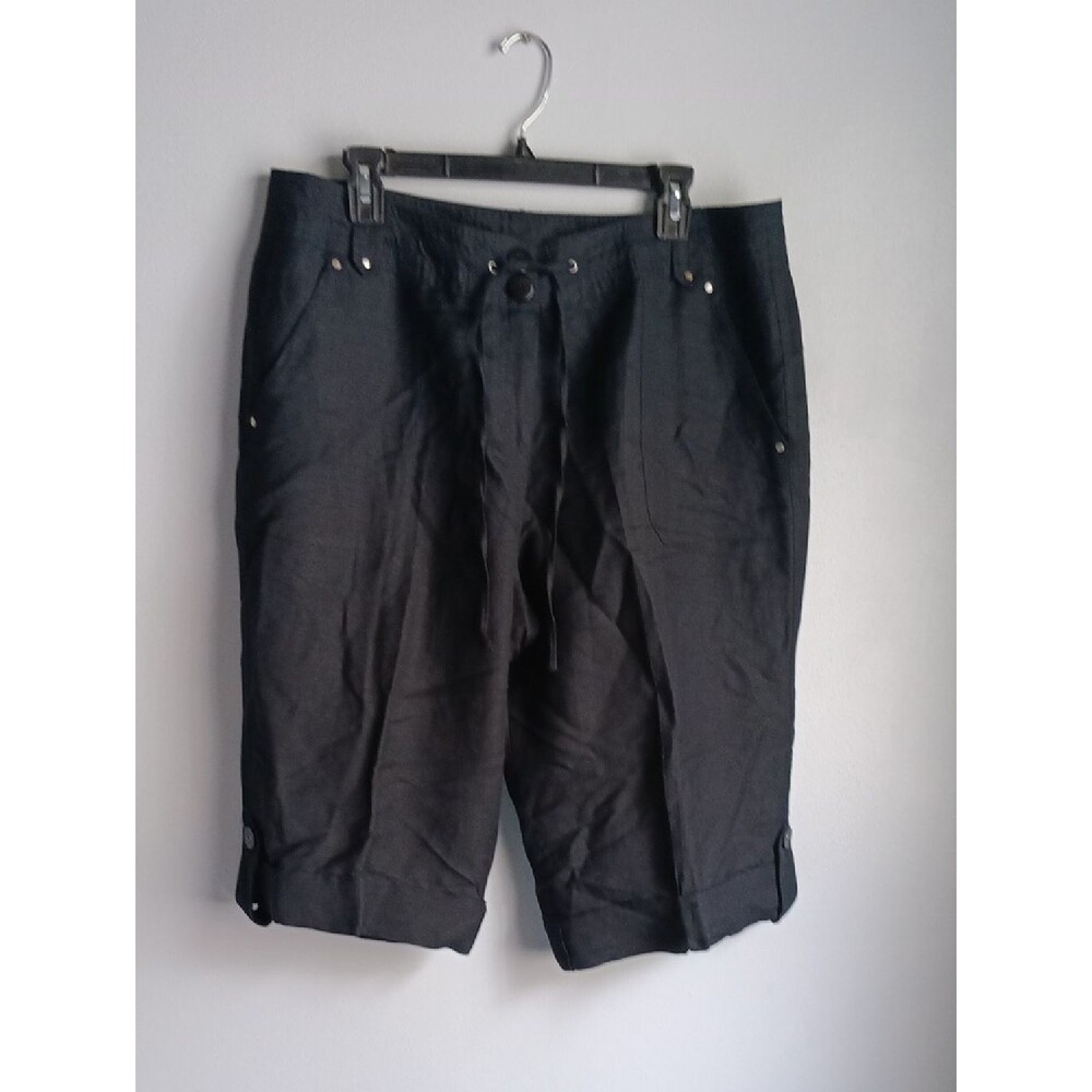 Larry Levin Linen Blend Black Bermuda Shorts
